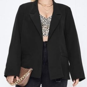 Plus Lapel Neck Single Button Blazer